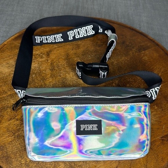 PINK Victoria's Secret Handbags - PINK Belt Bag Shiny Silver Iridescent Fanny Pack Adjustable Victoria's Secret